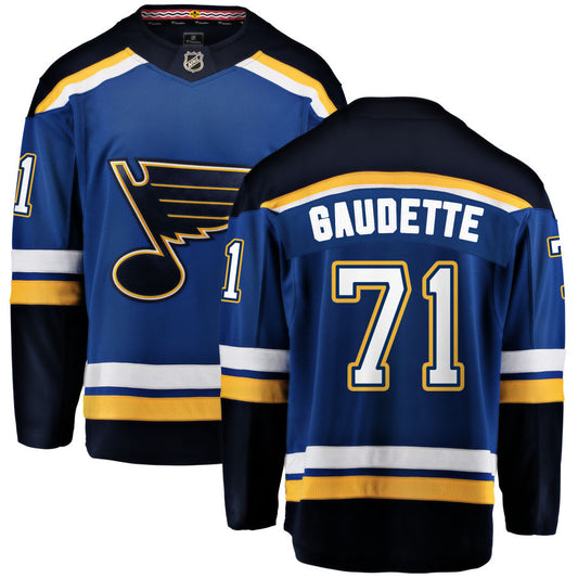 Adam Gaudette St. Louis Blues Fanatics Branded Home Breakaway Jersey &#8211; Blue